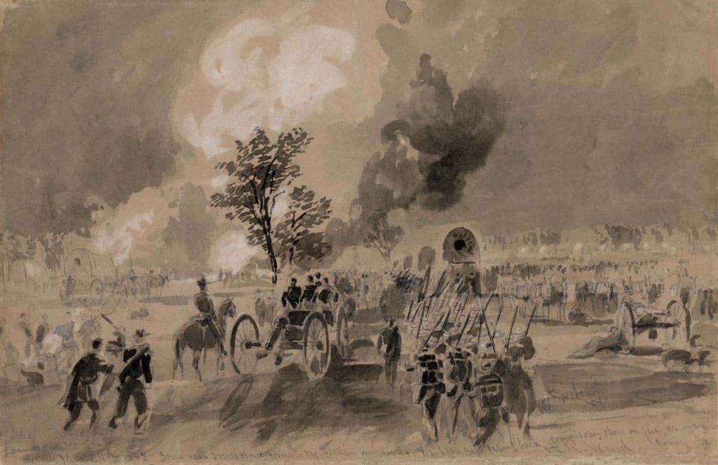 Ein Gemälde von Soldaten während der Schlacht von Gaines’ Mill