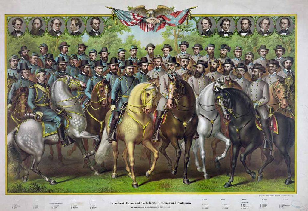 rominente Unions- und Konföderationsgeneräle und Staatsmänner, wie sie während des großen Bürgerkriegs erschienen, 1861-5. Kurz & Allison, ca. 1885