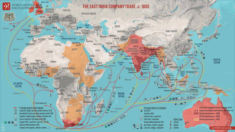 Map of the East India Company Trade, c.1800