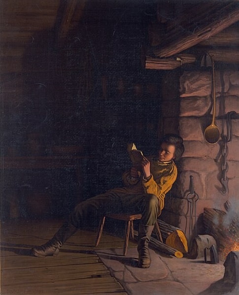 Lincoln as a Boy, Reading by Firelight