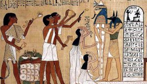 Ancient Egyptian papyrus depicting the Opening of the Mouth ceremony.