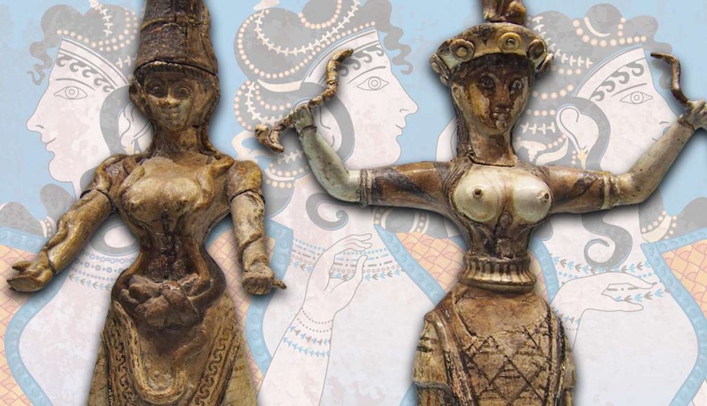 Minoan female figures and fresco